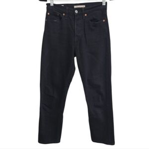 LEVI'S Premium Wedgie Straight Black Denim Jeans Womens Size 24 Revolve